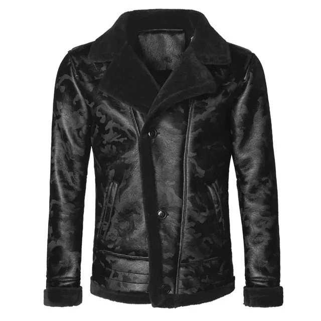 Padrone Luxury Leather Lamb Wool Jacket