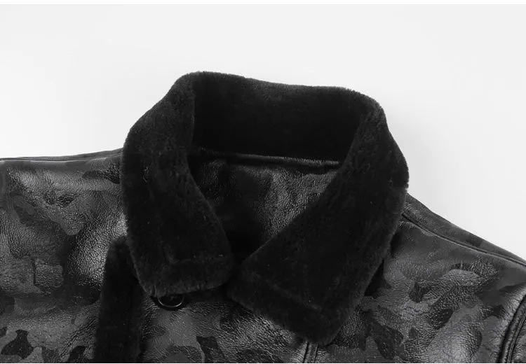 Padrone Luxury Leather Lamb Wool Jacket