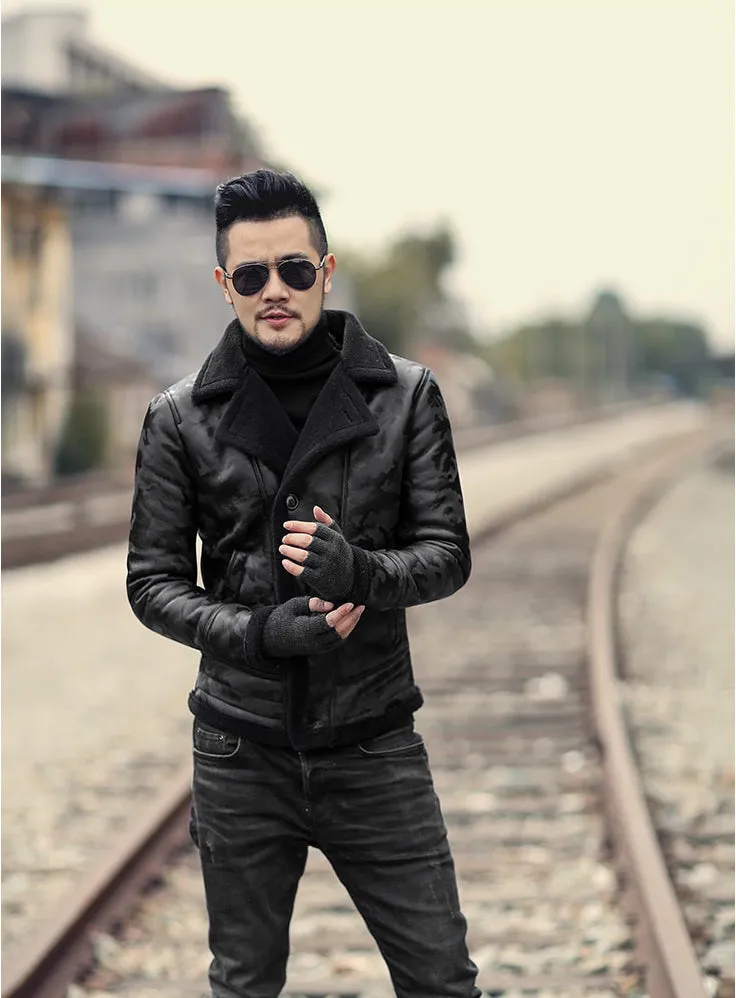 Padrone Luxury Leather Lamb Wool Jacket