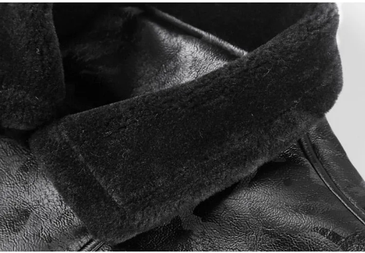 Padrone Luxury Leather Lamb Wool Jacket