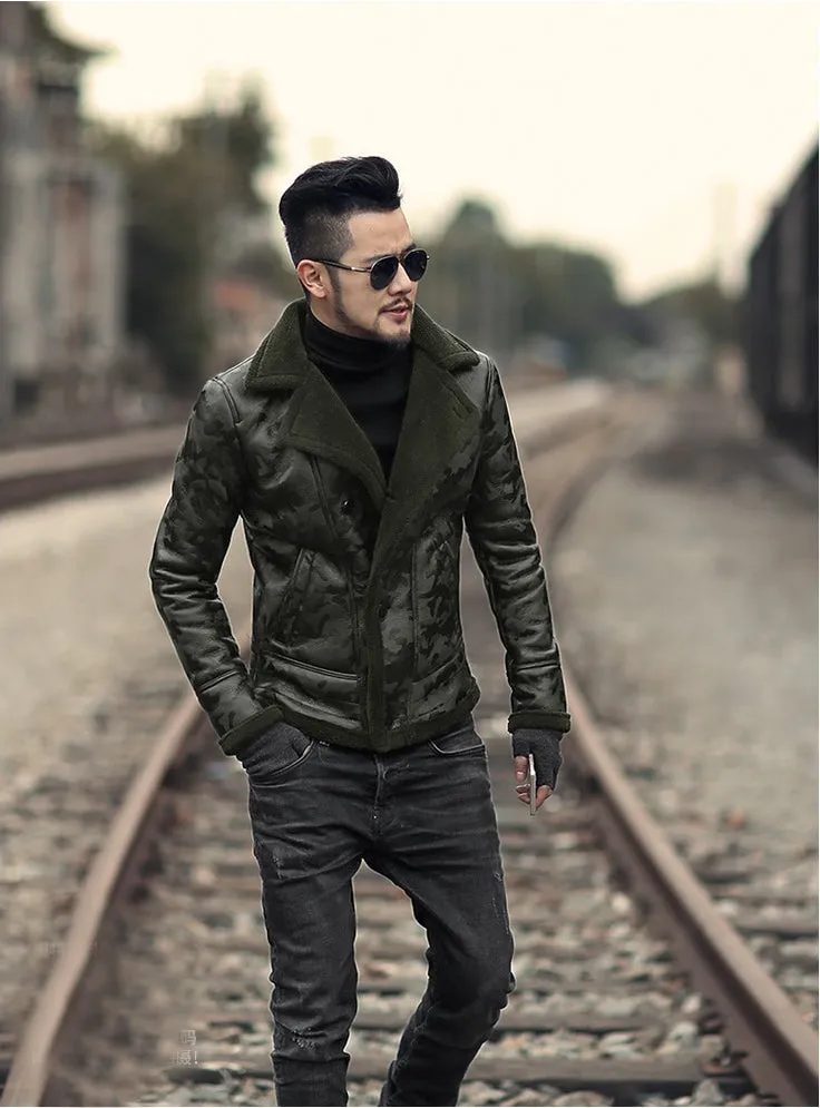 Padrone Luxury Leather Lamb Wool Jacket