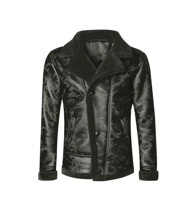 Padrone Luxury Leather Lamb Wool Jacket
