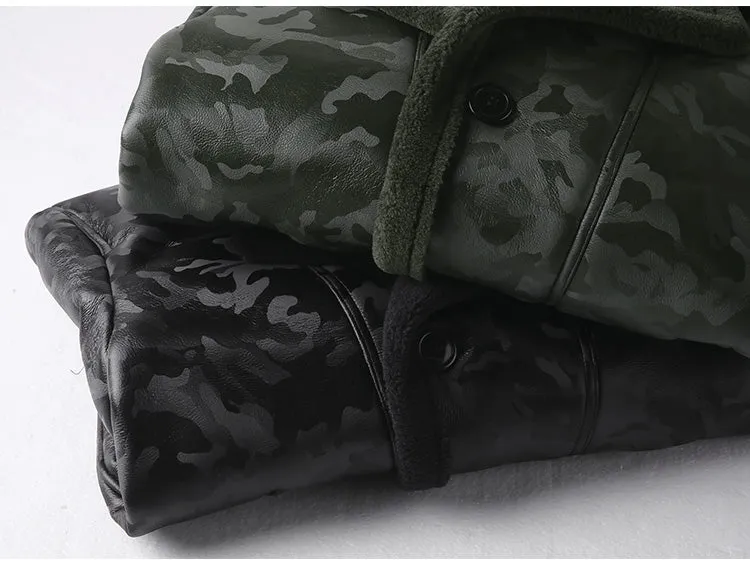 Padrone Luxury Leather Lamb Wool Jacket