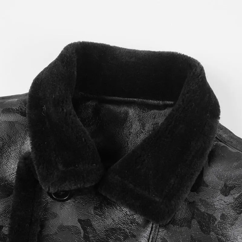 Padrone Luxury Leather Lamb Wool Jacket