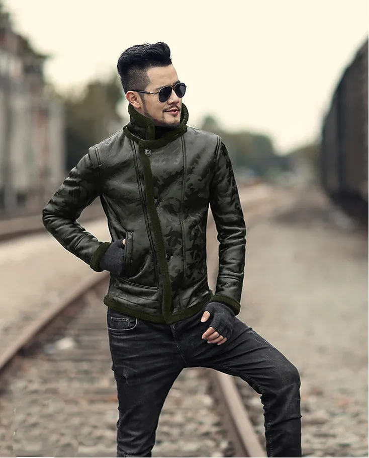 Padrone Luxury Leather Lamb Wool Jacket