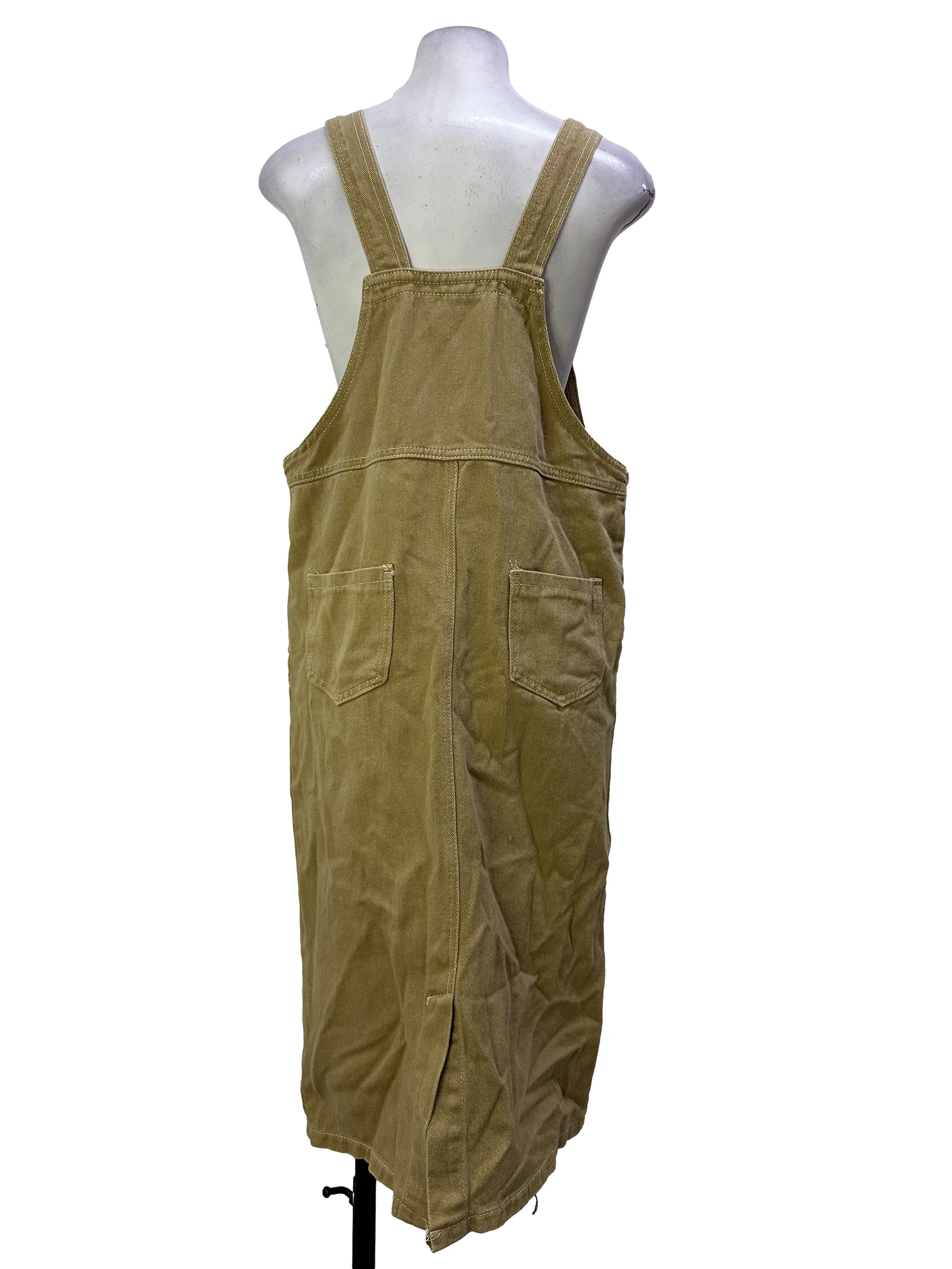Pastel Brown Denim Overall Dress