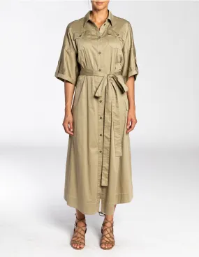 PHOEBE Midi Shirt Dress with Waist Tie