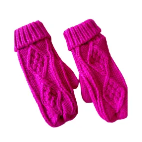Pink Cable Knit Mittens