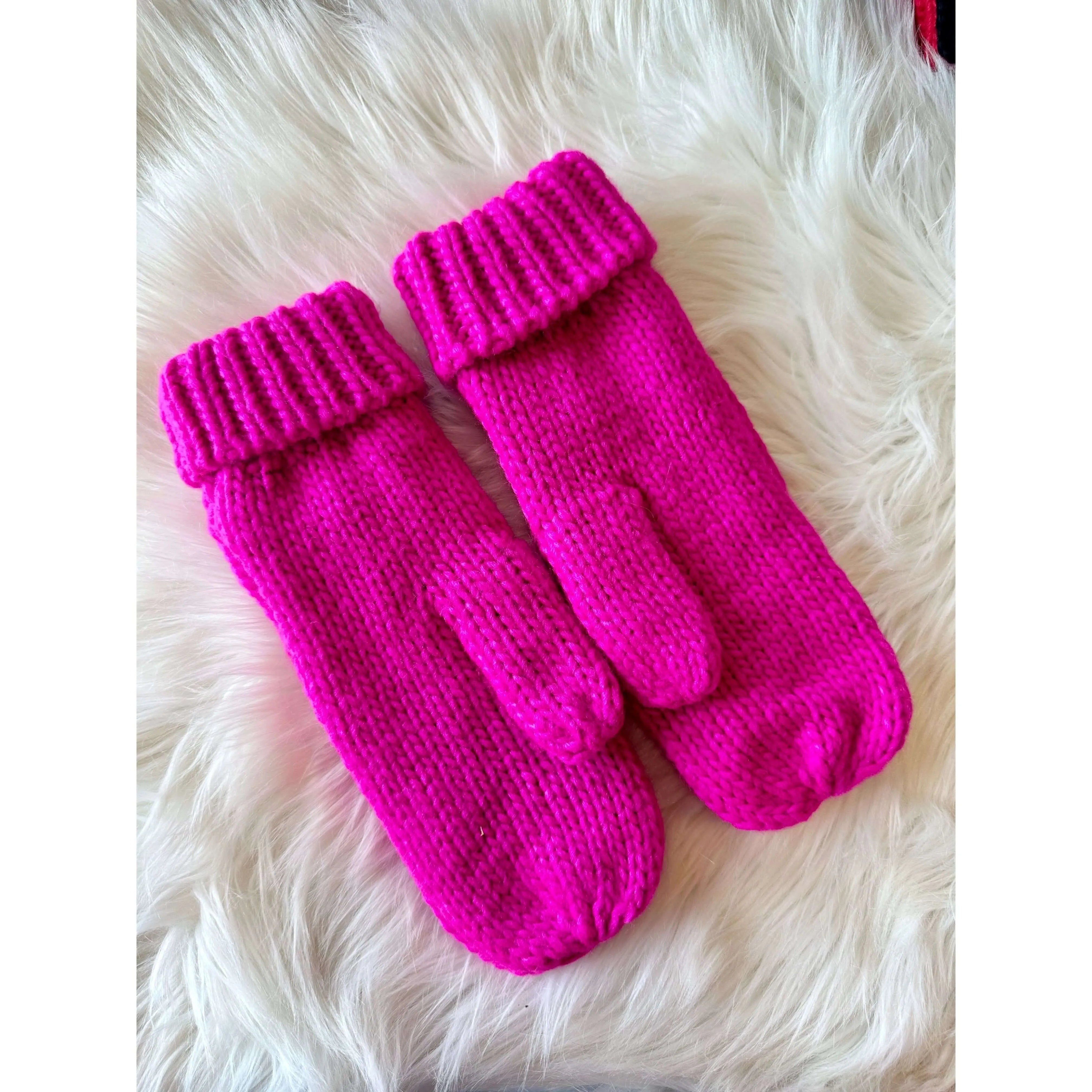 Pink Cable Knit Mittens