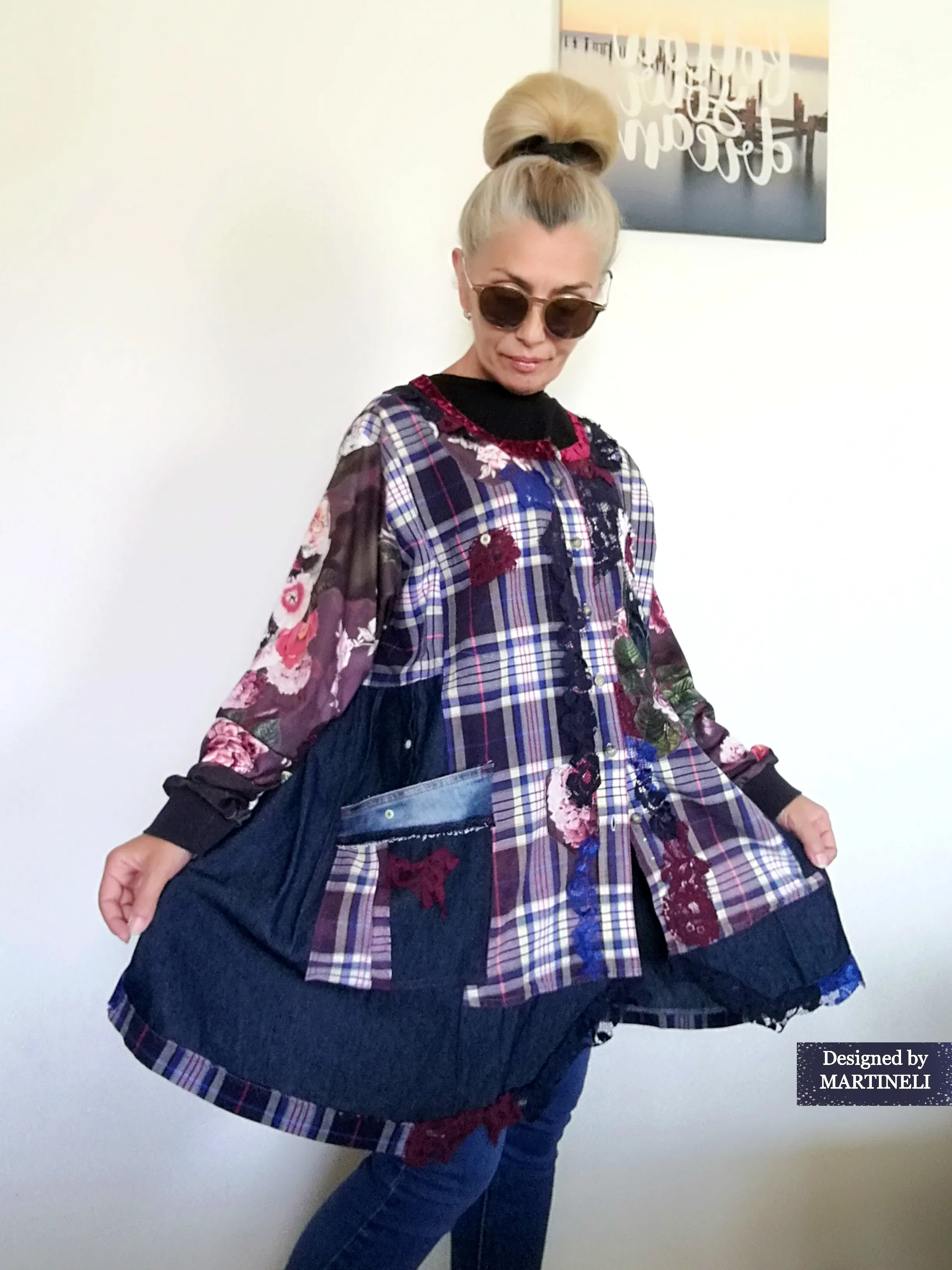 Plus Size Denim Shirt Dress 3XL Boho Style Jacket Dress