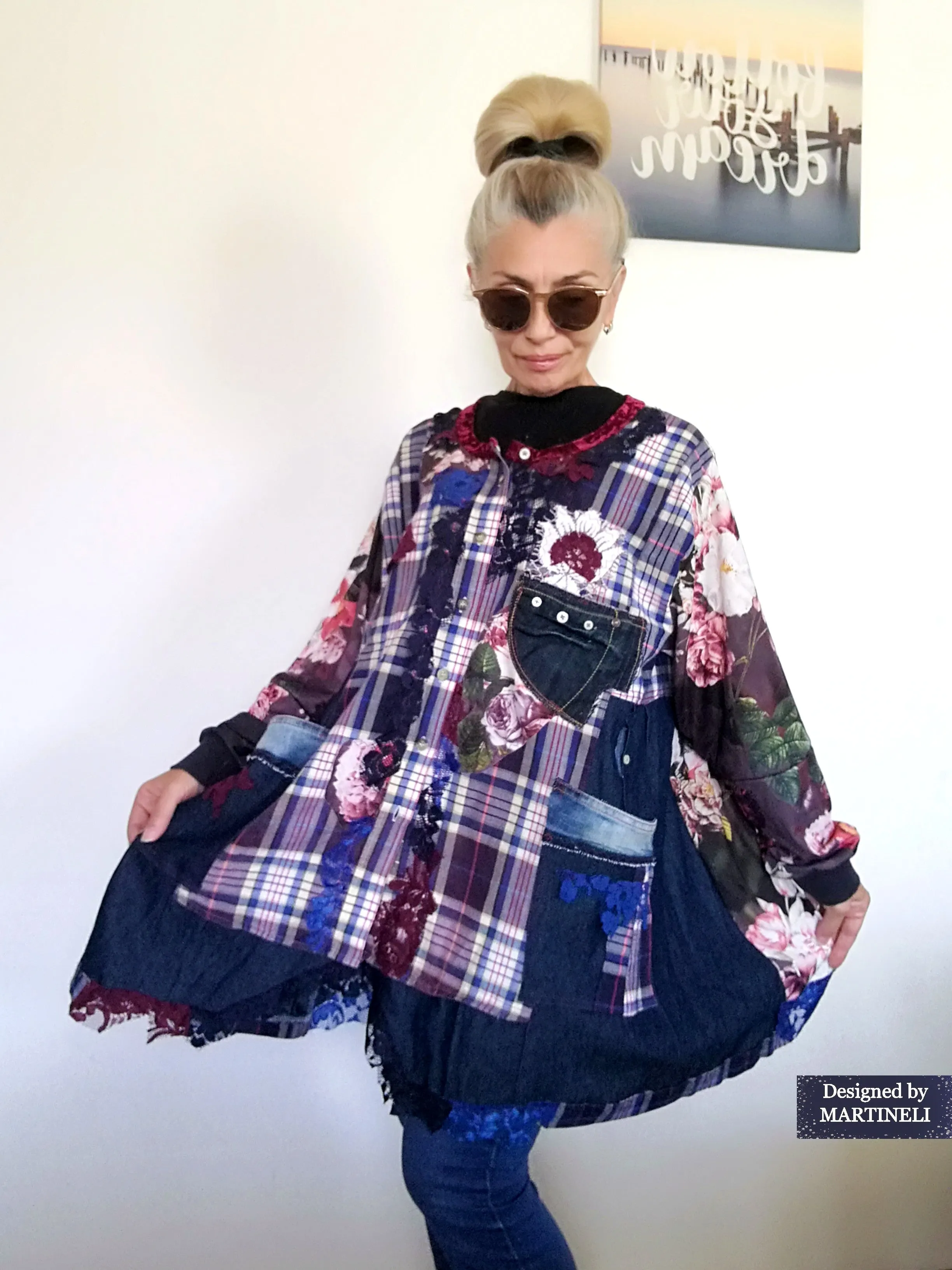 Plus Size Denim Shirt Dress 3XL Boho Style Jacket Dress