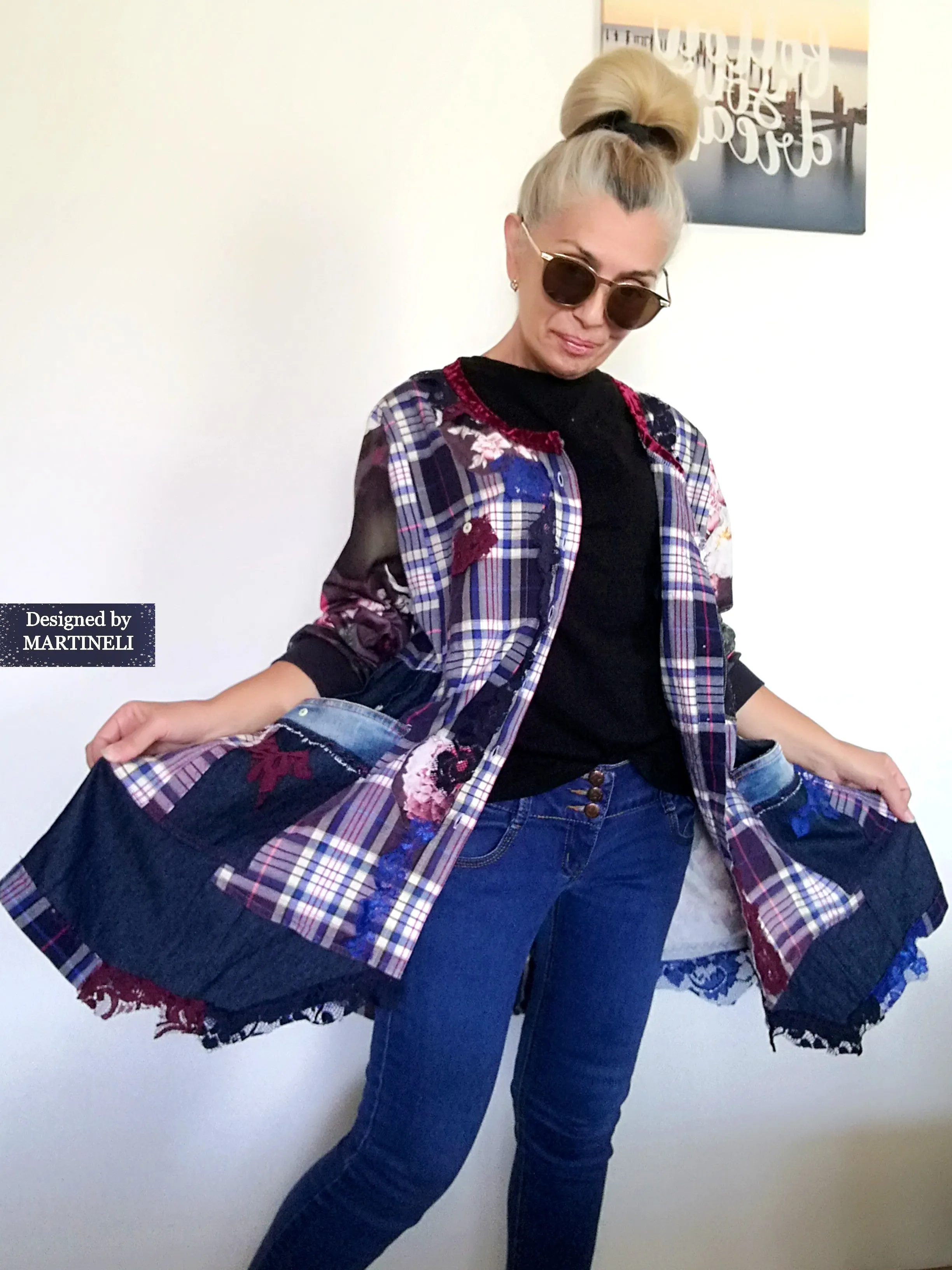 Plus Size Denim Shirt Dress 3XL Boho Style Jacket Dress