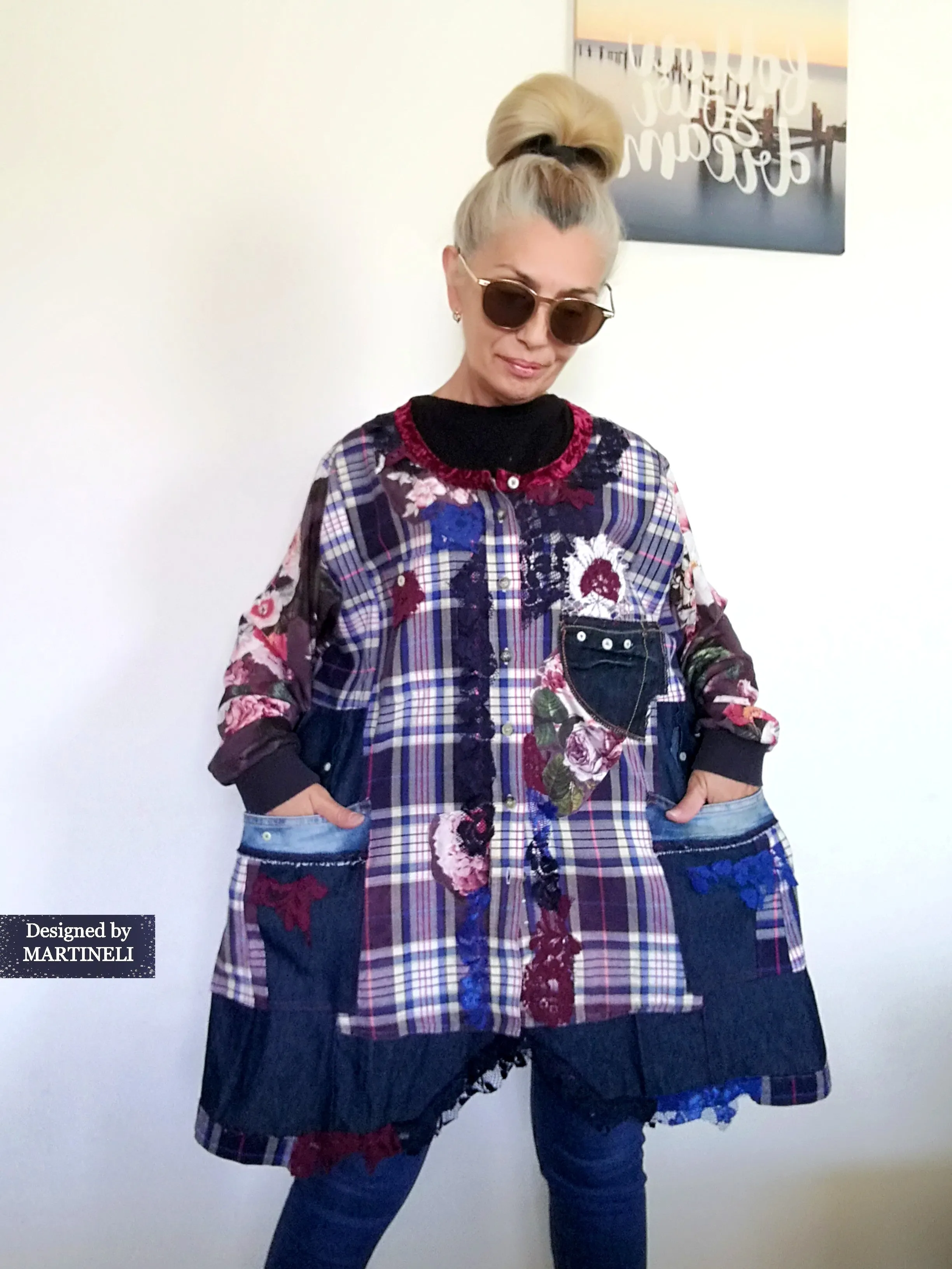 Plus Size Denim Shirt Dress 3XL Boho Style Jacket Dress