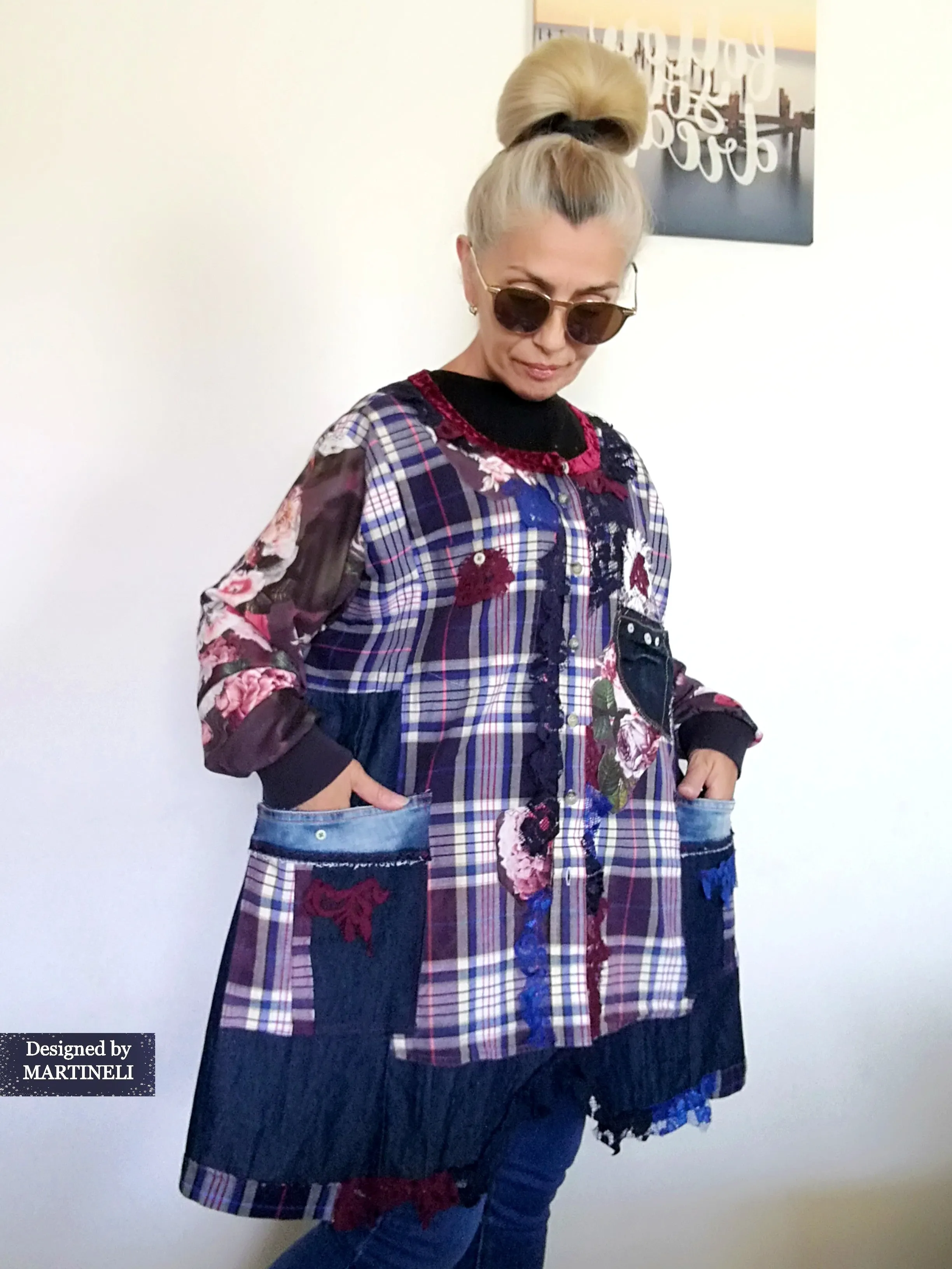 Plus Size Denim Shirt Dress 3XL Boho Style Jacket Dress