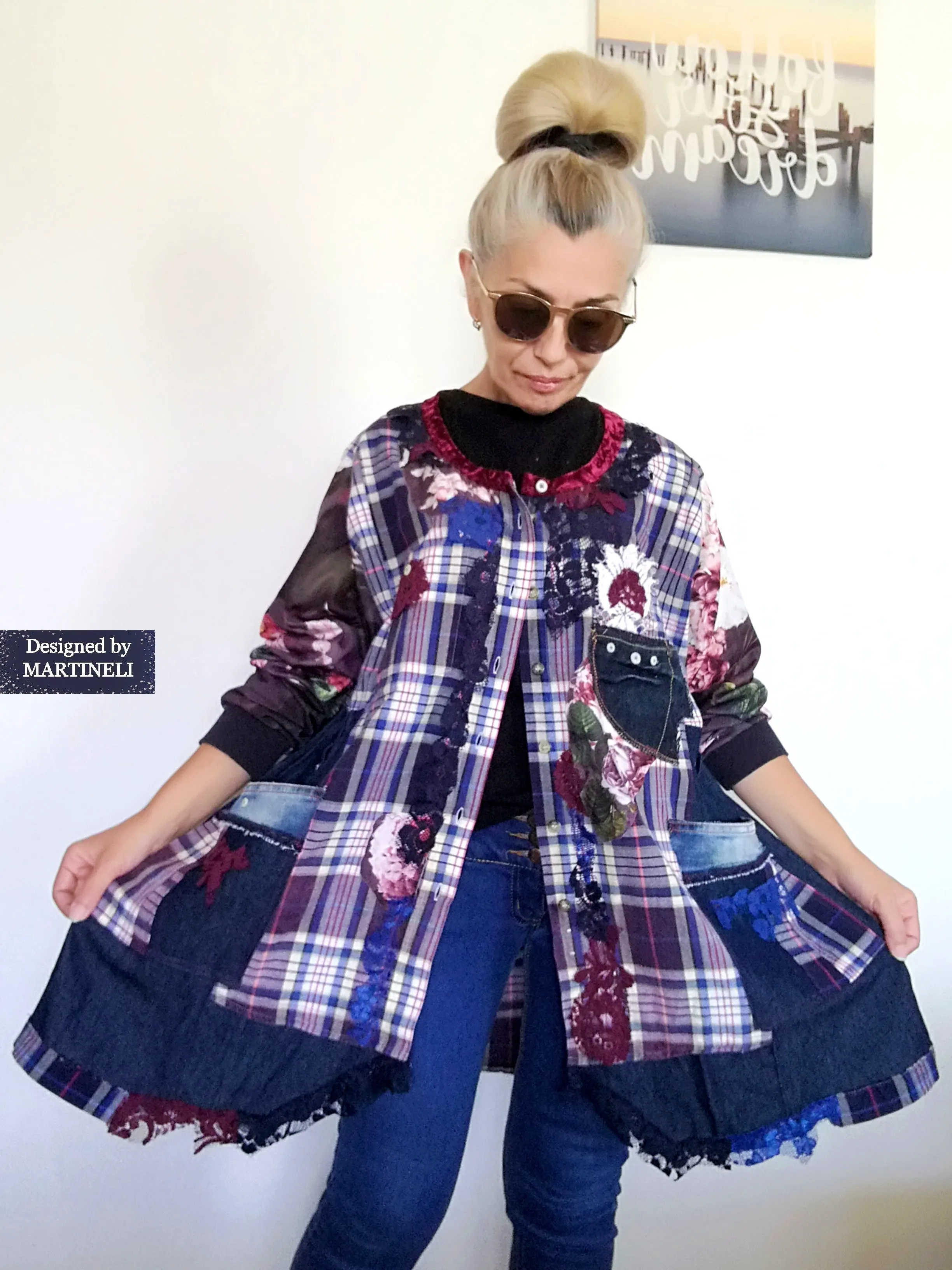 Plus Size Denim Shirt Dress 3XL Boho Style Jacket Dress