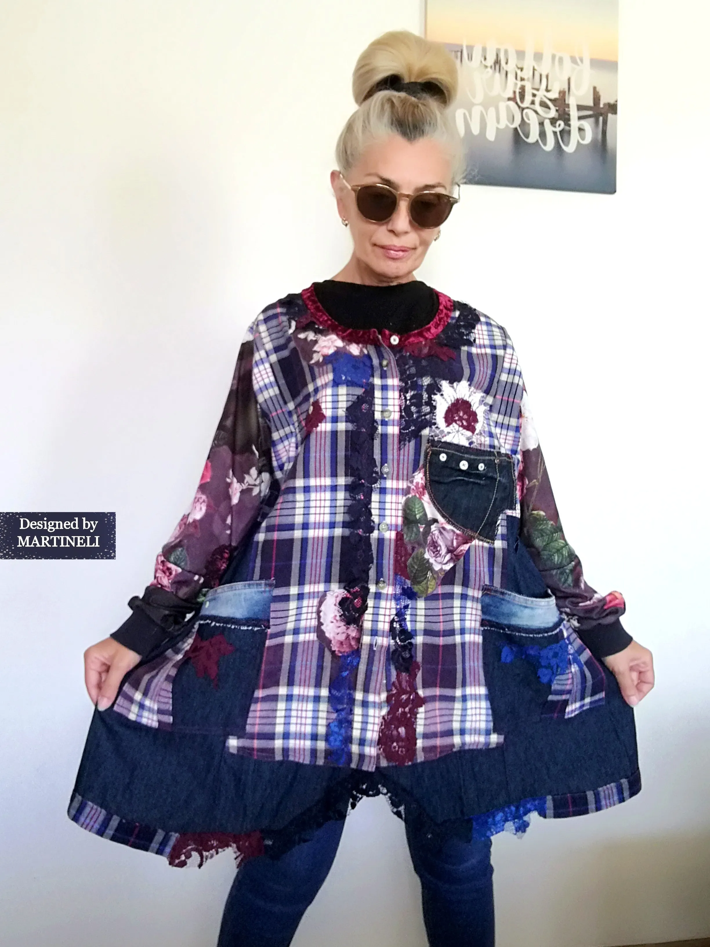 Plus Size Denim Shirt Dress 3XL Boho Style Jacket Dress