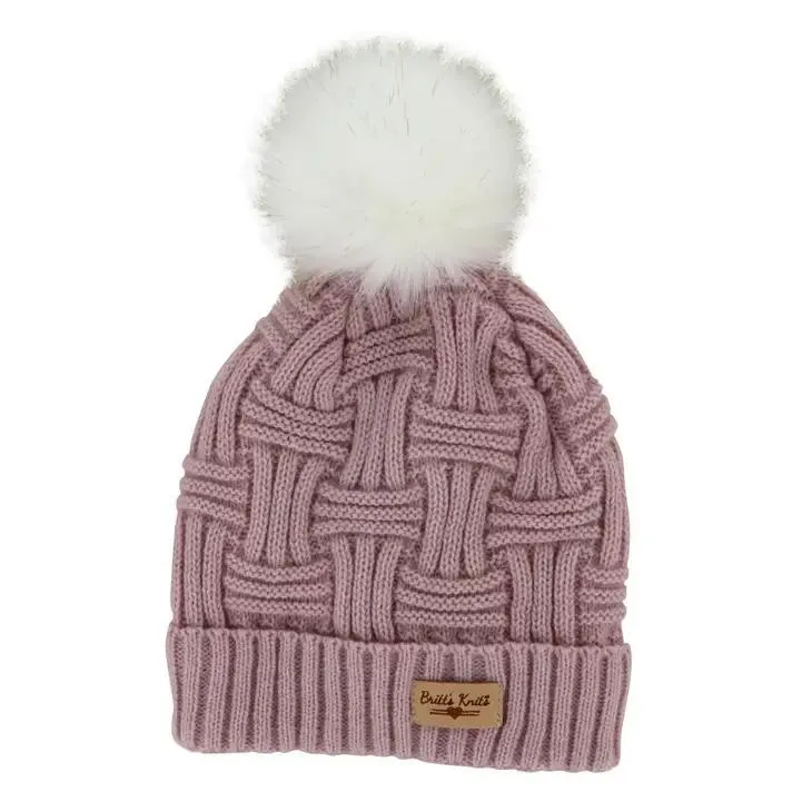Plush Lined Knit Pom Hat | Blush