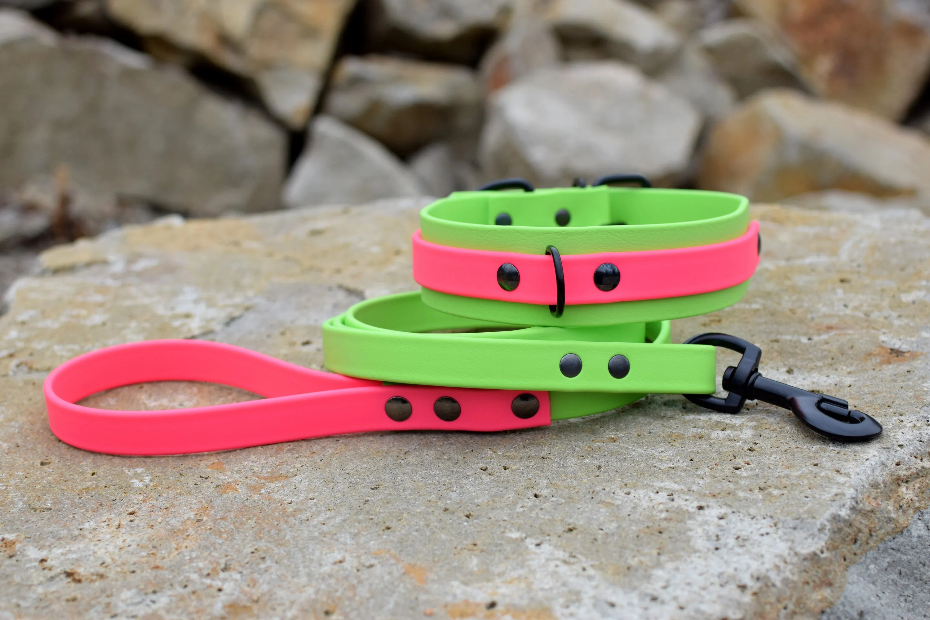 PREMADE COLLECTION - Lime & Hot Pink Biothane Dog Collar