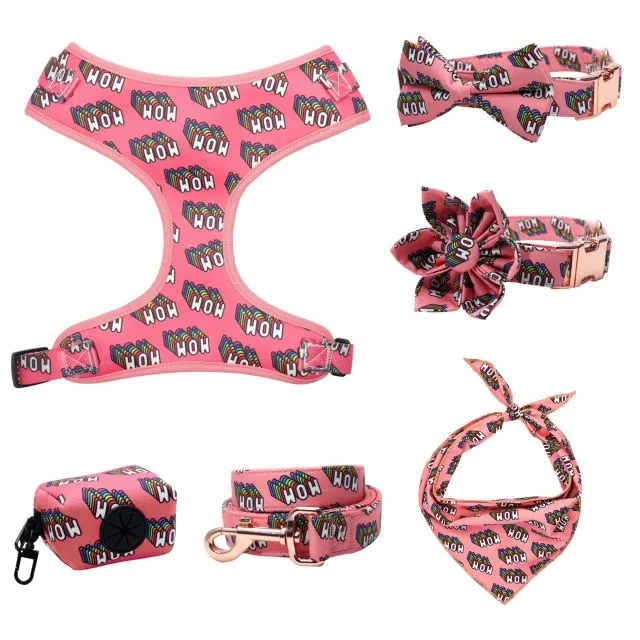 Red WOW/MOM Bow Collar | Personalized Collar And Leash