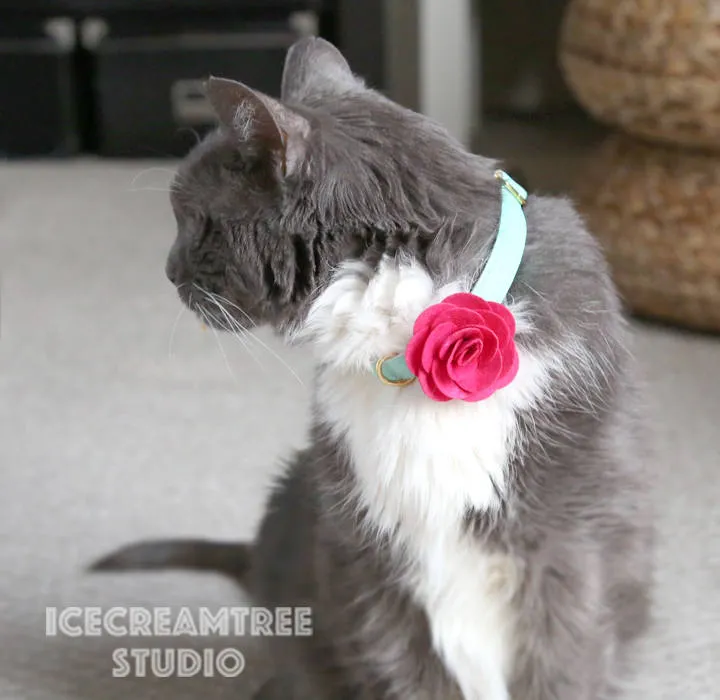 Round Felt Light Pink Flower Collar Slide On - Small Flower Collar Accessory