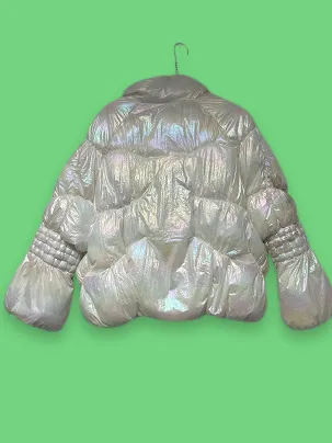 Rubynee Vintage y2k Reflective white puffer jacket
