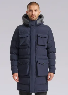 Sandbanks Branksome Long Puffer Jacket in Navy