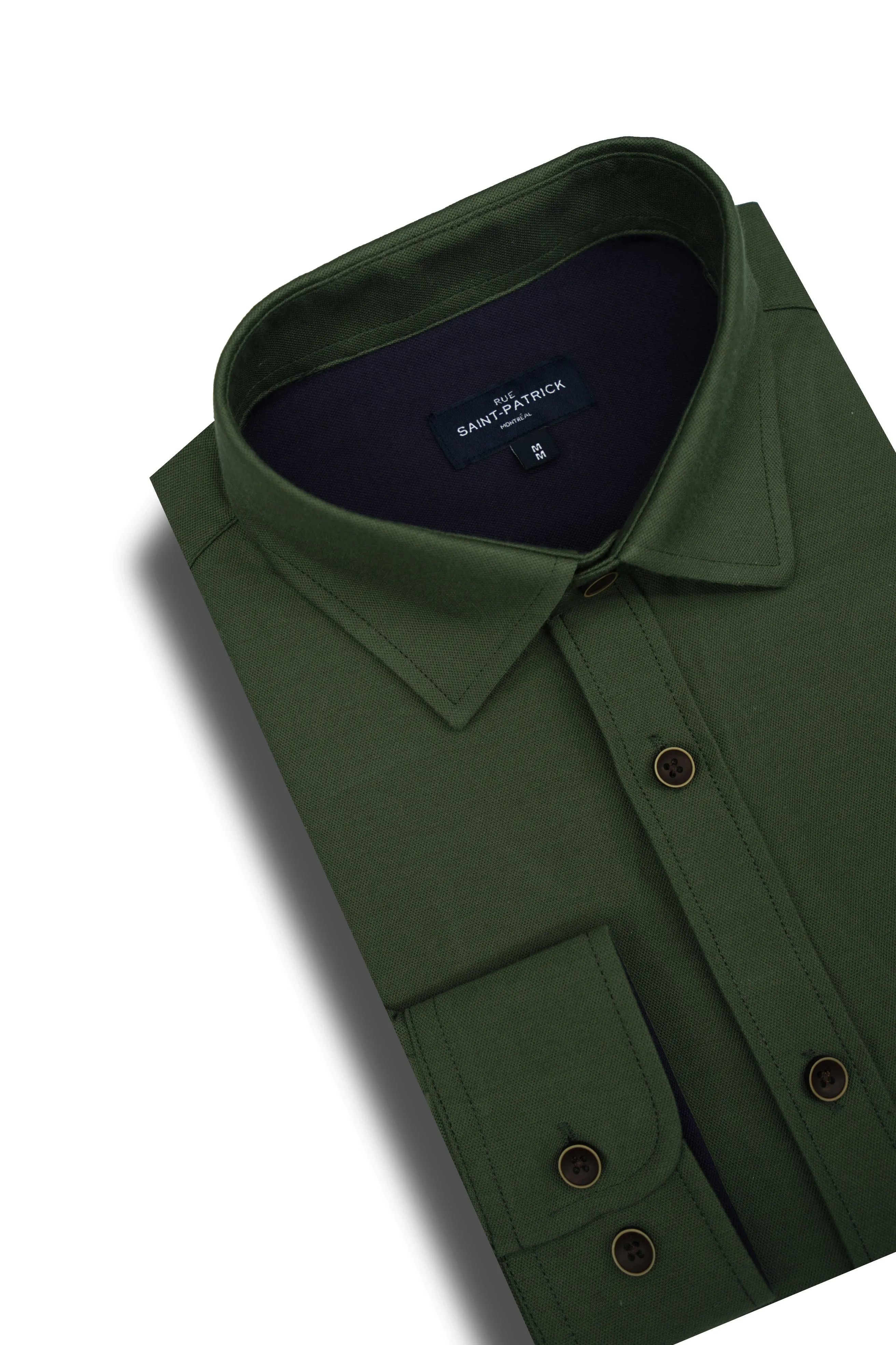 Sherwood Knitted Pique Shirt in Fern Green