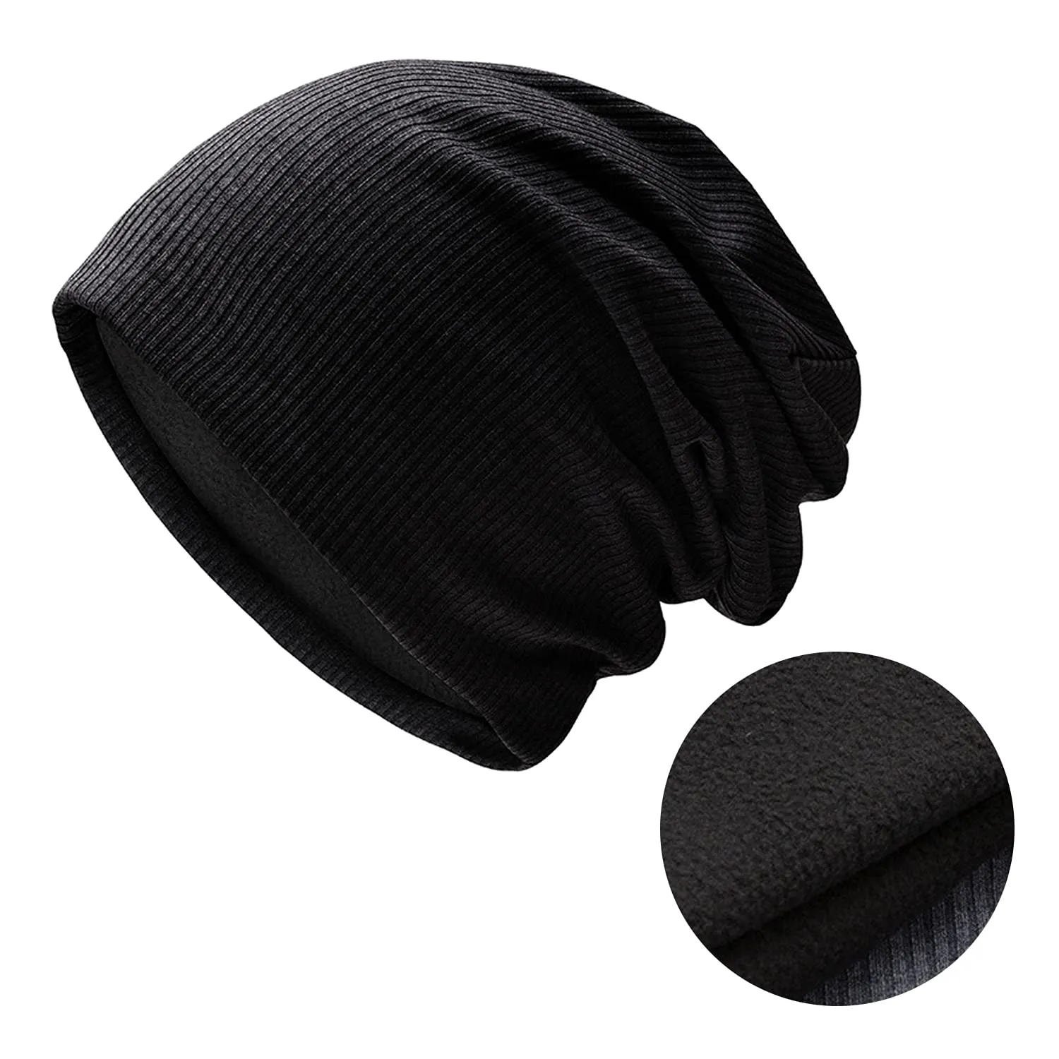 Sidiou Group Wholesale Winter Casual Knit Hats Pullover Fleece Lining And Thin Soft Warm Striped Knitted Hat For Men Women Slouch Beanie Hat
