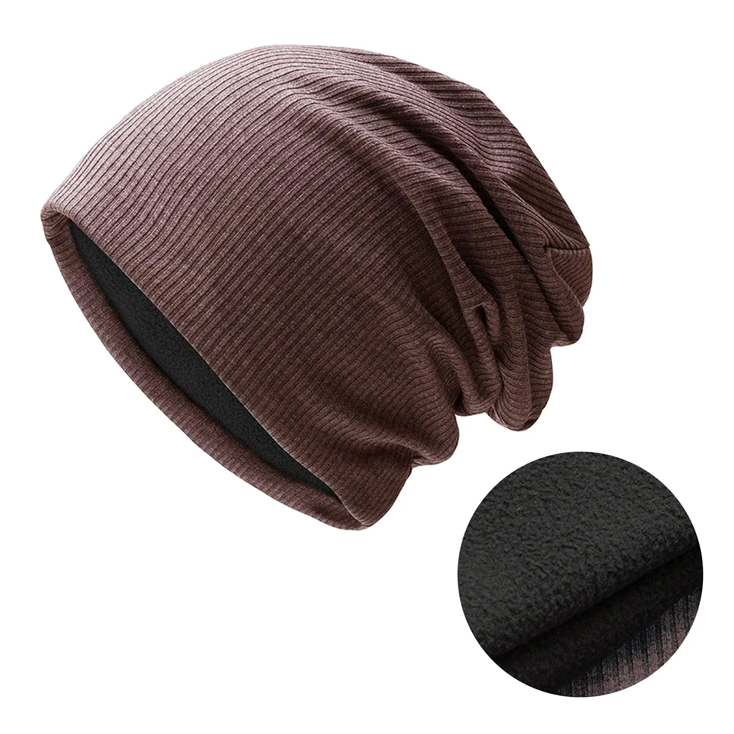 Sidiou Group Wholesale Winter Casual Knit Hats Pullover Fleece Lining And Thin Soft Warm Striped Knitted Hat For Men Women Slouch Beanie Hat