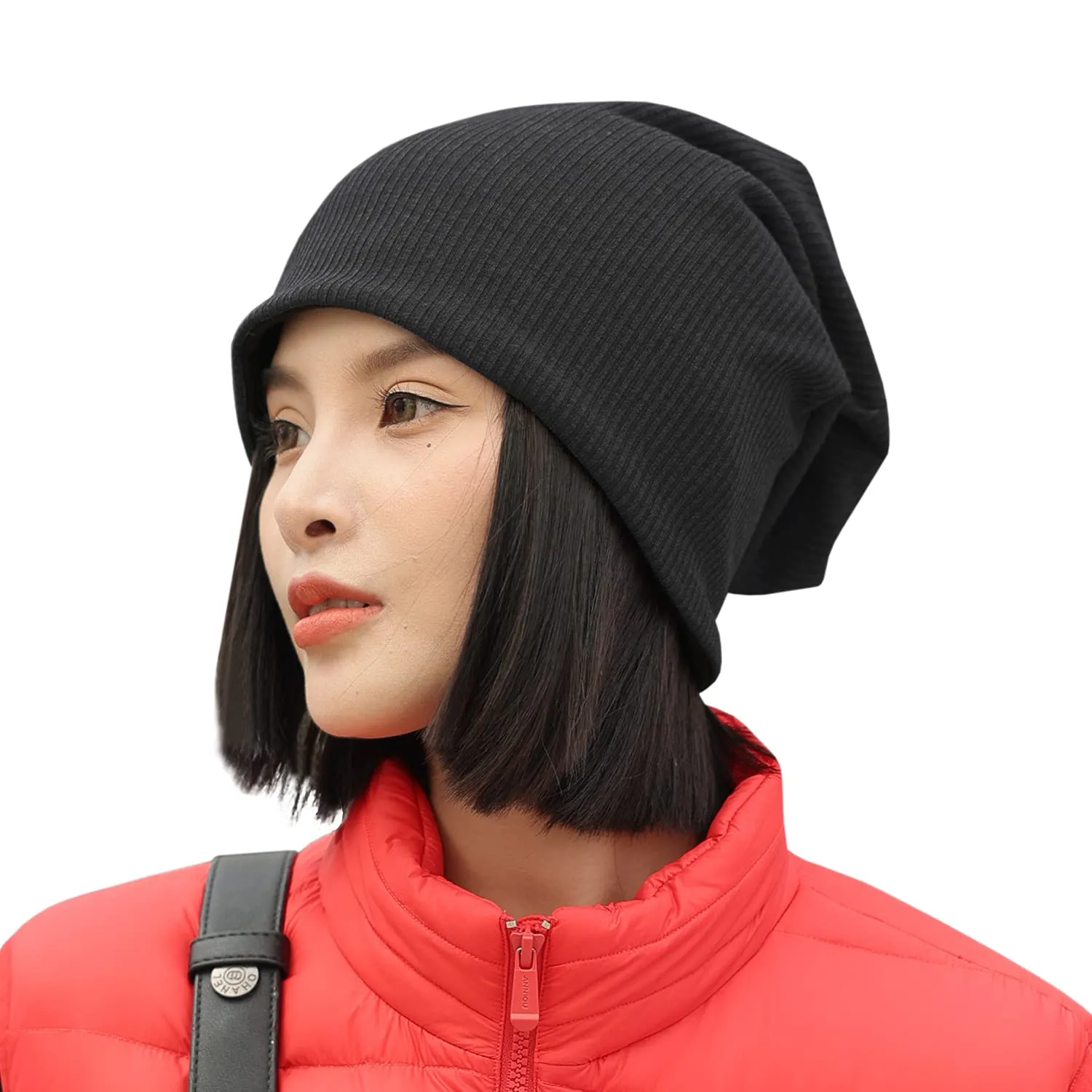 Sidiou Group Wholesale Winter Casual Knit Hats Pullover Fleece Lining And Thin Soft Warm Striped Knitted Hat For Men Women Slouch Beanie Hat
