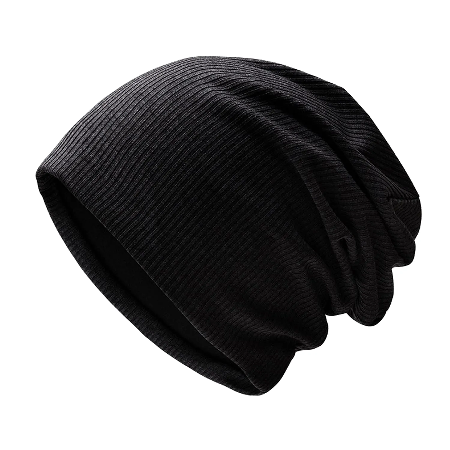 Sidiou Group Wholesale Winter Casual Knit Hats Pullover Fleece Lining And Thin Soft Warm Striped Knitted Hat For Men Women Slouch Beanie Hat
