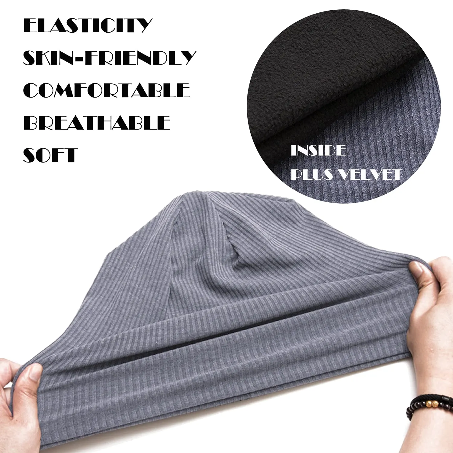 Sidiou Group Wholesale Winter Casual Knit Hats Pullover Fleece Lining And Thin Soft Warm Striped Knitted Hat For Men Women Slouch Beanie Hat
