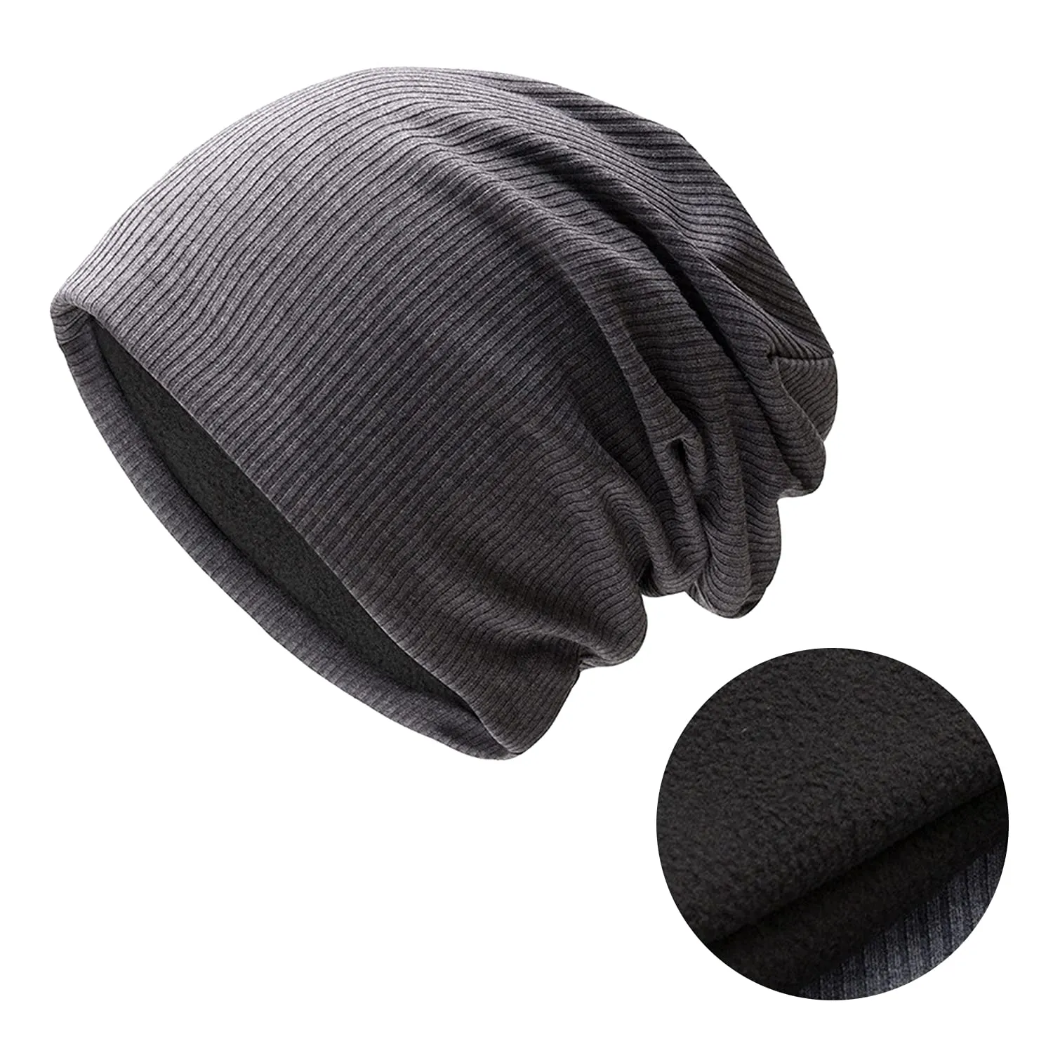 Sidiou Group Wholesale Winter Casual Knit Hats Pullover Fleece Lining And Thin Soft Warm Striped Knitted Hat For Men Women Slouch Beanie Hat