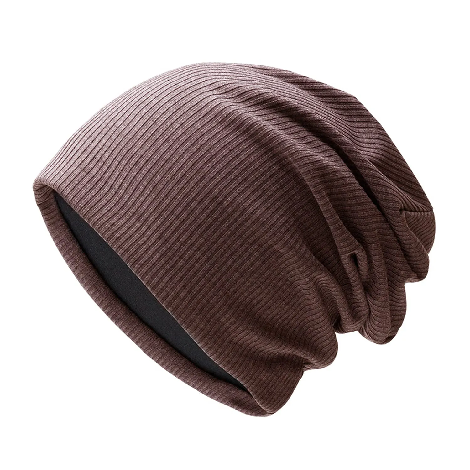 Sidiou Group Wholesale Winter Casual Knit Hats Pullover Fleece Lining And Thin Soft Warm Striped Knitted Hat For Men Women Slouch Beanie Hat