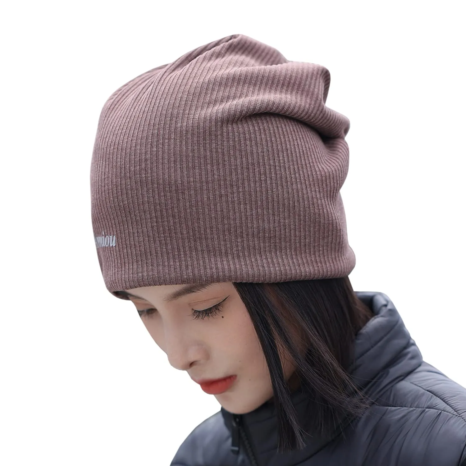 Sidiou Group Wholesale Winter Casual Knit Hats Pullover Fleece Lining And Thin Soft Warm Striped Knitted Hat For Men Women Slouch Beanie Hat