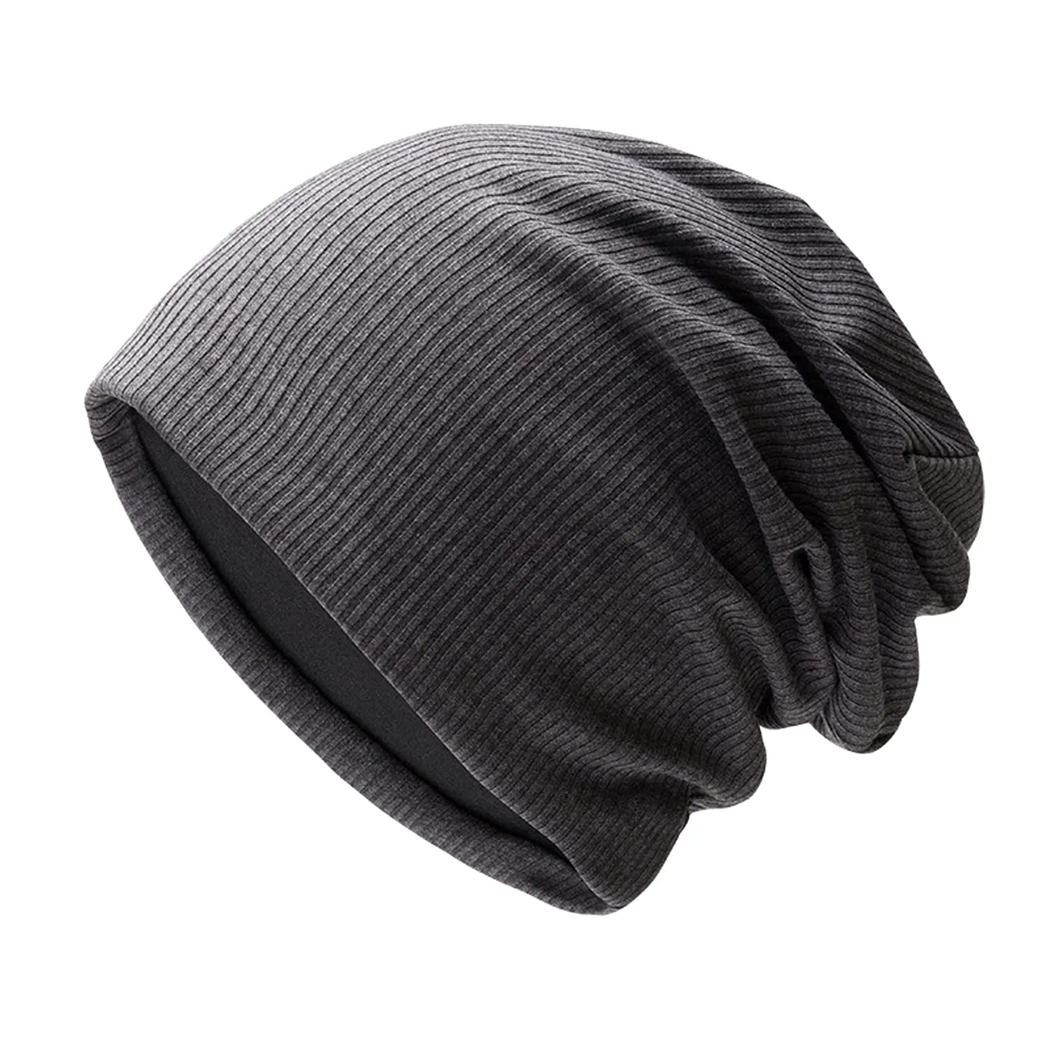 Sidiou Group Wholesale Winter Casual Knit Hats Pullover Fleece Lining And Thin Soft Warm Striped Knitted Hat For Men Women Slouch Beanie Hat