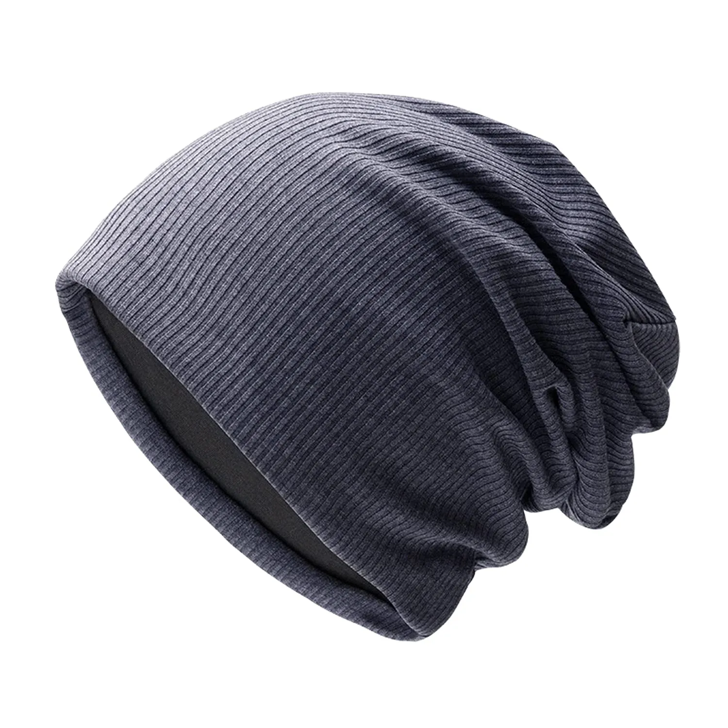 Sidiou Group Wholesale Winter Casual Knit Hats Pullover Fleece Lining And Thin Soft Warm Striped Knitted Hat For Men Women Slouch Beanie Hat