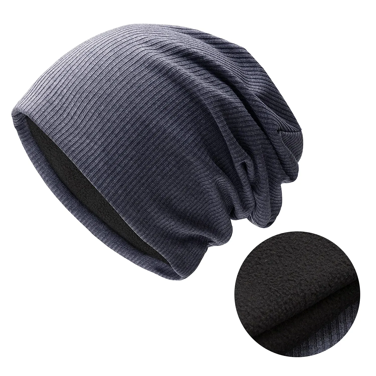 Sidiou Group Wholesale Winter Casual Knit Hats Pullover Fleece Lining And Thin Soft Warm Striped Knitted Hat For Men Women Slouch Beanie Hat