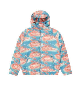 TROPICAL ISLAND PUFFER JACKET - BLUE