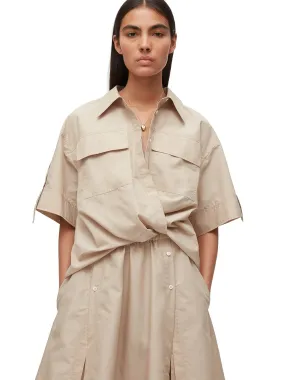 Tucked Front Shirt Dress (Khaki)