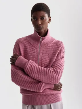 'Varley' Tara Pointelle Half-Zip Knit