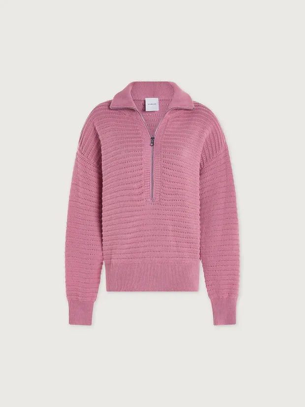 'Varley' Tara Pointelle Half-Zip Knit