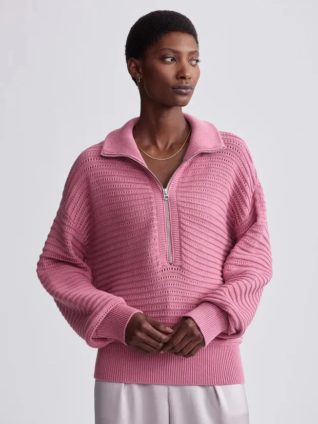 'Varley' Tara Pointelle Half-Zip Knit