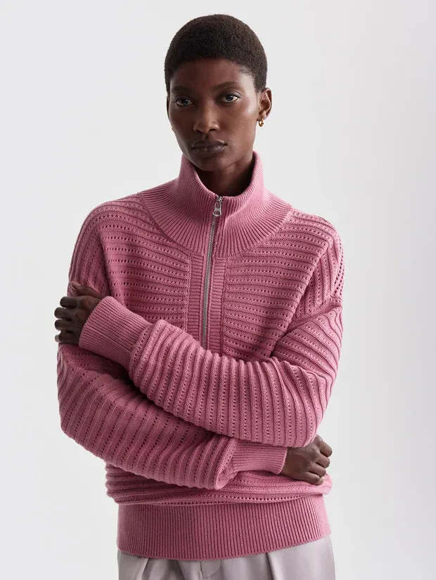 'Varley' Tara Pointelle Half-Zip Knit