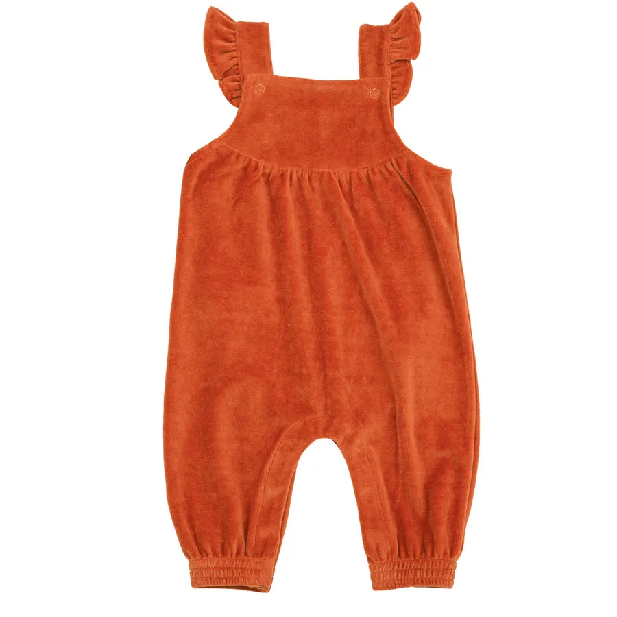 Velour Ruffle Overall Rust