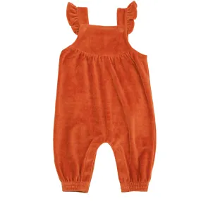 Velour Ruffle Overall Rust