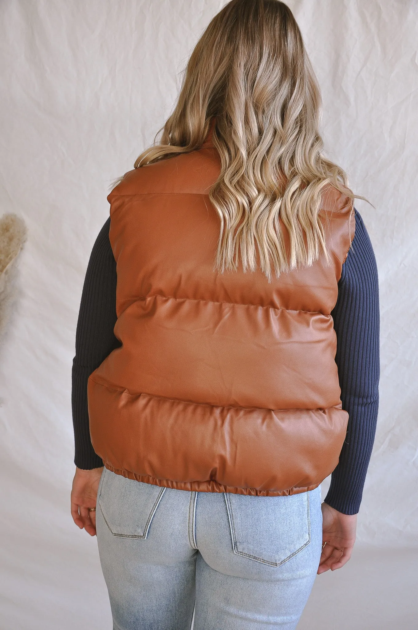 Vince Faux Leather Puffer Vest