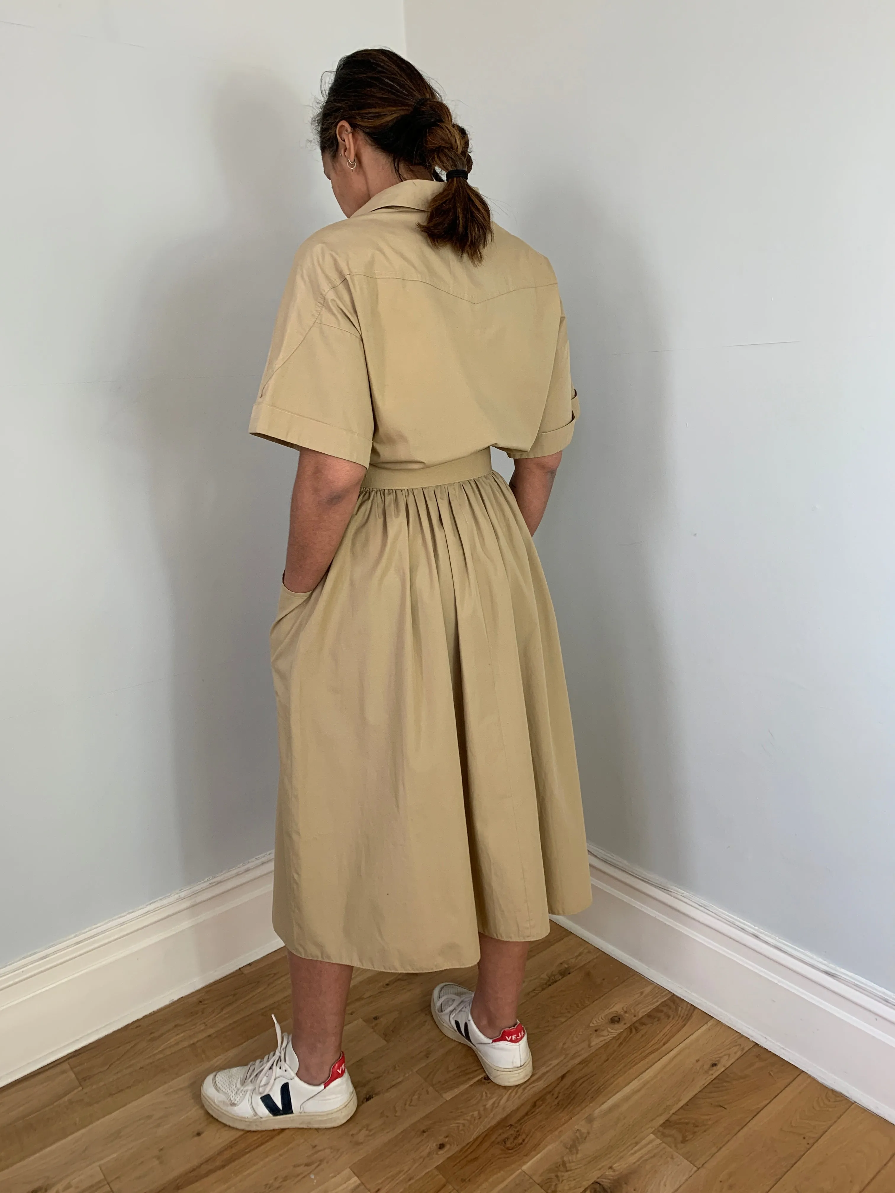 Vintage 1980's Utility cotton mix shirt dress