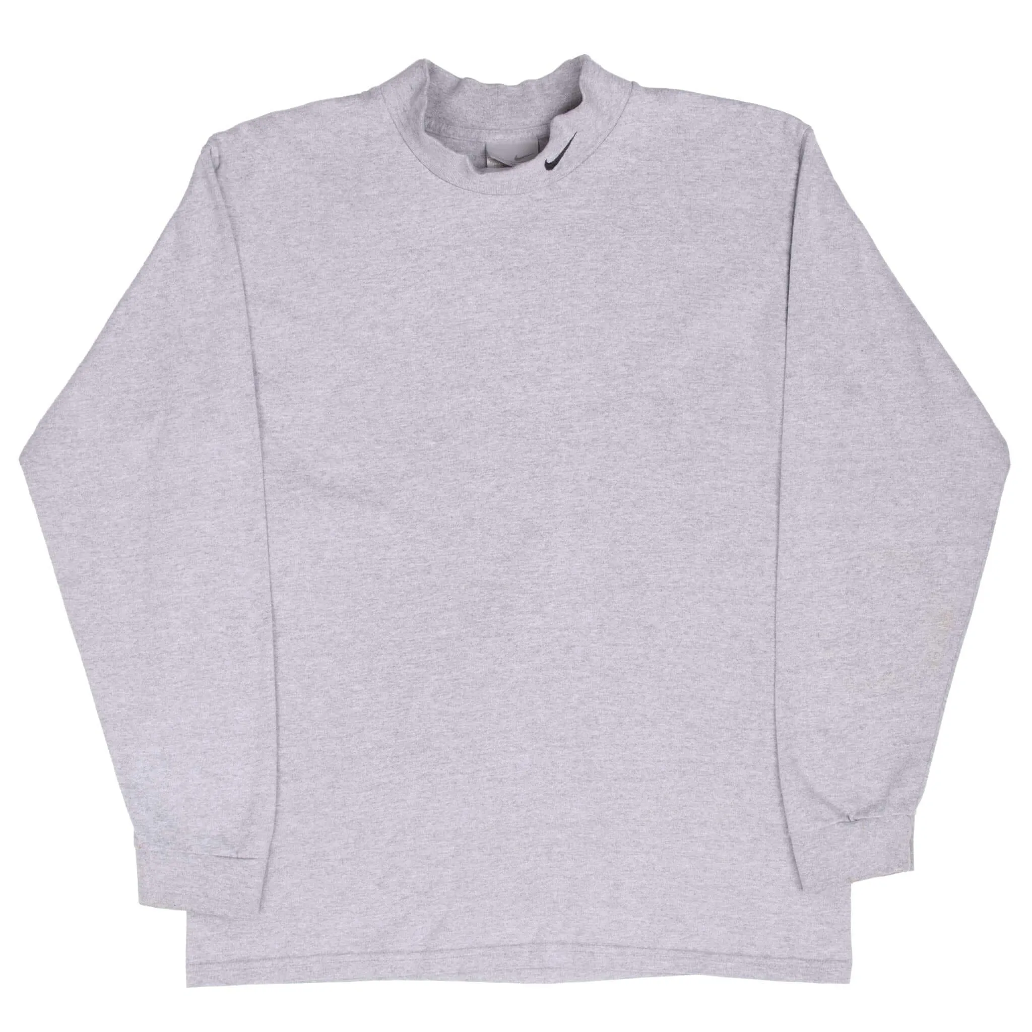 VINTAGE NIKE LONG SLEEVE TURTLE NECK GREY TEE SHIRT 2000S MEDIUM