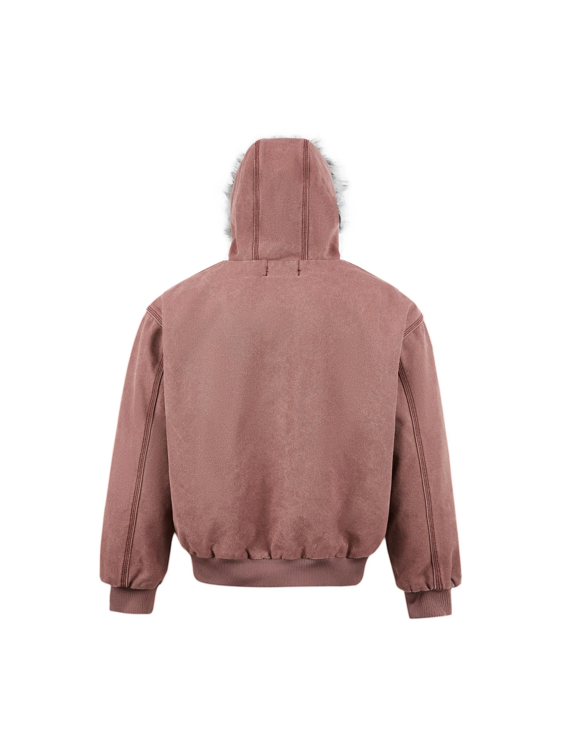 Vintage Washed Fur Collar Hooded Jacket